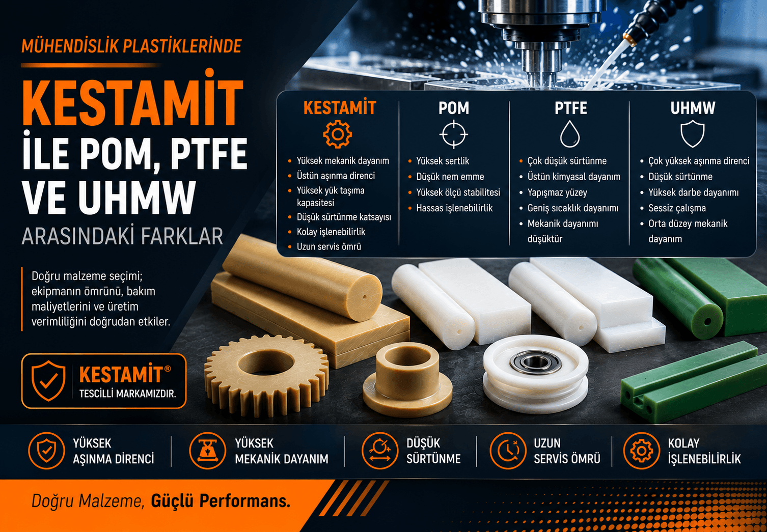 Kestamit ile POM, PTFE ve UHMW Arasındaki Farklar